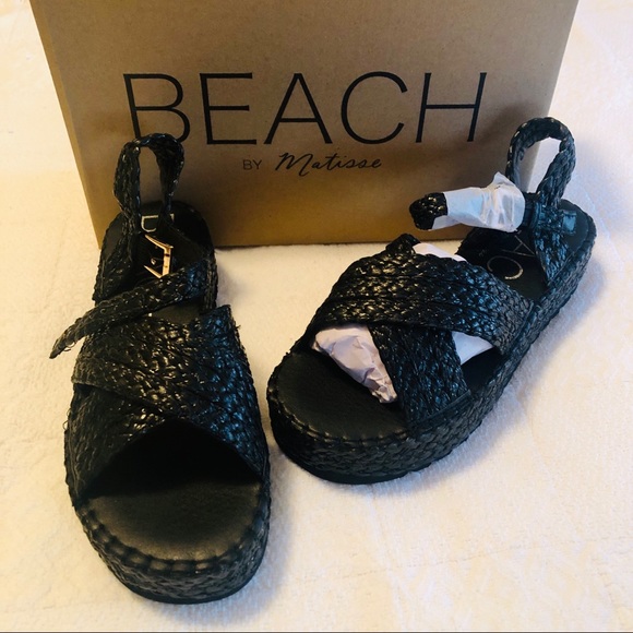 Matisse Shoes | Matisse Beach Sunshine Black Platform Sandals New | Poshmark
